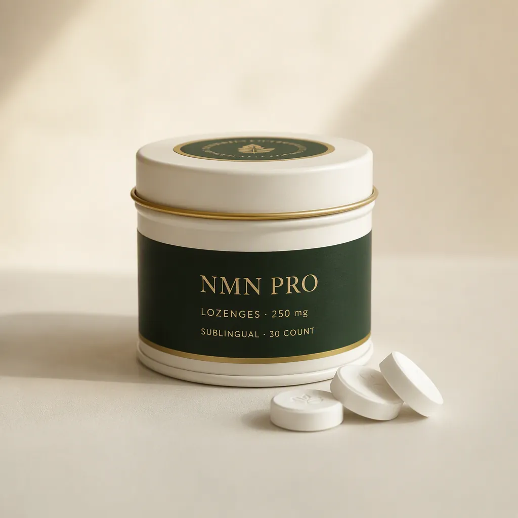 NMN Pro sublingual NMN lozenges tin — 250 mg per lozenge, 30 count